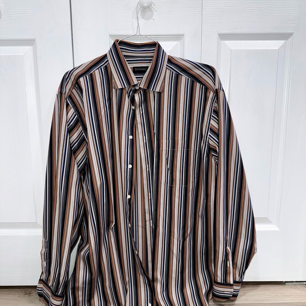 St. Croix Striped Dress Shirt with Classic Collar